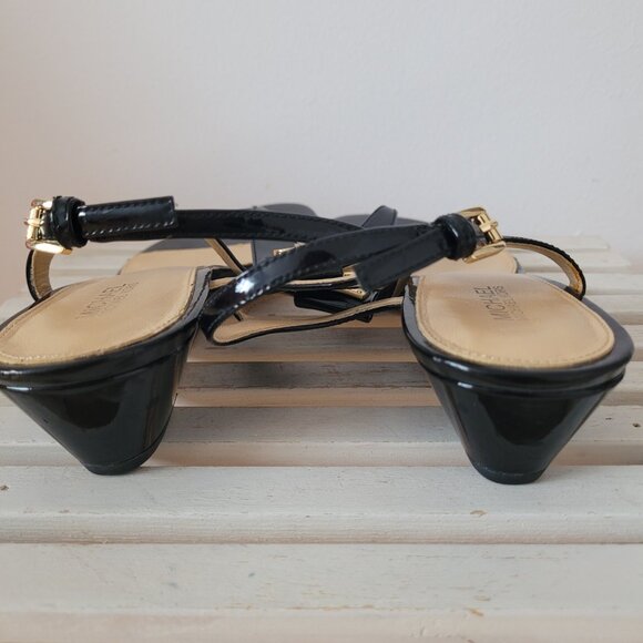 Michael Kors Wedged Black Patent Leather Sandals-Size 7 - Picture 5 of 12